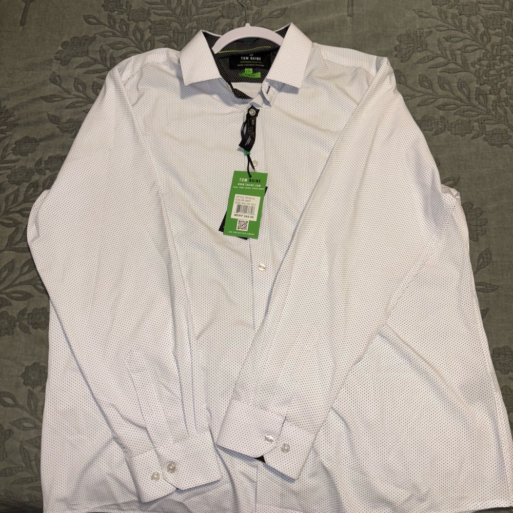 Tom Baine White with Black Dots Dress Shirt